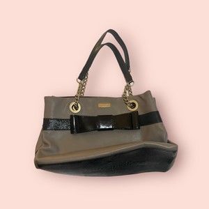 Kate‎ Spade Bohochic  Elena Gray Black W/ Bowtie Bag Vintage Purse